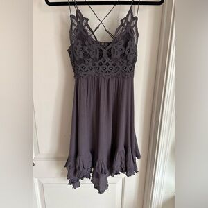 New Free People Lace Adela dress in charcoal
